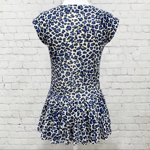 Rebecca Taylor Leopard Peplum Top Blue Size XS - Picture 3 of 8